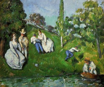 Paul Cezanne Painting - Couples Relaxing by a Pond Paul Cezanne